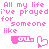 Pixelated pink text and icons on white background, with repeated phrases and heart symbols.