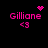 Four pink pixelated text displays of 'Gilliane' with '<3' below, each featuring a distinct animated symbol above the name on black background.