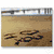 Beach scene with 'I love you' written in sand, hands forming a heart over sunset, and partial text reading 'Summer 09'.