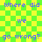 Pixelated text on a green-yellow checkered background with repeated phrases in blue.