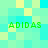 Pixelated green text 'ADIDAS' repeated four times on a light blue and yellow pixel background