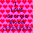 Pixelated icon with pink background of red hearts, displaying repeated text "I LOVE Georgia Bloom (3333333)" in dark purple.