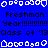 Blue background with white pixelated border shapes and repeated black text reading 'Freshman Year!!!!!!!!!! Class of '13' in multiple