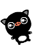 Black cartoon character with white eyes and orange nose in four distinct poses across a