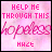 A 3x3 contact sheet of animated frames showing a pink text-based icon with the phrase "HELP ME THROUGH THIS" and variations of "hopeless" and "HAZE" in different fonts across sampled frames.