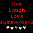 Red pixelated text on black background with white and gray heart symbols below, showing two identical static frames.