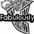 A black-and-white spiral-shaped icon with text overlays changing across frames, featuring 'Fabulously', 'IN', and 'LOVE' in different colors.