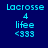 Pixelated blue text on dark blue background with animated blue highlight shifting across of 'Lacrosse', '4', 'lifee', '<333' in