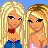 A 4x4 contact sheet of pixel art frames showing a blonde cartoon character in various poses and outfits with repeated text "the simple life" on blue backgrounds.