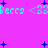 Pixelated cyan text 'Deccy <3' repeats across a bright purple background with scattered blue star shapes.
