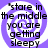 'stare in the middle you are getting sleepy' text overlaid on a purple and white spiral background, repeated four times in a