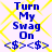 Blue text 'Turn My Swag On' and '<$> <$>' on white background with yellow diamond lattice pattern.
