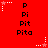 Red background with repeating black text 'P', 'Pi', 'Pit', 'Pita' in four and three , each corner featuring a white star with dotted lines and a pink star in the center of the dotted lines