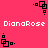Pixelated pink background with repeating black square patterns and white text reading "DianaRose" in two