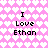 Pixelated pink background with white heart pattern, four identical text blocks reading "I Love Ethan" in black pixel font.
