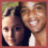 A four- of pixelated images showing two people in various poses with a red border around each