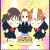 Pixelated anime-style animation of three characters in school uniforms transitioning through various poses and backgrounds.