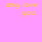 Pixelated yellow text 'amy love you' on pink background with red rectangular bars in different positions across four views.