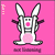 Pixel art bunny character in six distinct color variations with text captions, displayed on a background