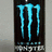 Blue Monster Energy logo on dark background with pixelated text variations reading 'yess its MONSTER', 'yes its AMAZING', and 'YES its MY LIFE' in cyan.