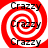 Red and white spiral pattern with repeated black text "Crazy" at four positions around the spiral.