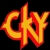 Static pixelated logo of stylized letters C, K, Y in fiery gradient colors on black background.