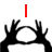 Six identical black hand silhouettes forming a circle with two fingers extended, arranged in two above colored text reading 'I Love 3oh!3 and Paul hehe'