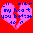 Two identical pink broken hearts on red background with blue text reading 'you broke my heart you better fix it' in pixelated font.
