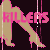 Pixelated animated contact sheet showing repeated silhouettes of a woman's legs in high heels with pink text "KILLERS" overlaid, arranged in 3x2 grid on dark background with vertical glitch lines and partial gray transparency area.