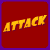 A 4x4 contact sheet of animated frames showing a sequence from an AIM buddy icon featuring the word "ATTACK" and yellow dice-like objects with motion effects.