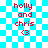 Red text 'holly and chris' with a heart symbol on blue-and-white checkered background, showing two animation states.
