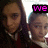 Two people in dark clothing with light collars appear in a of four , each with pink text overlays