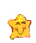 Yellow star-shaped character with brown eyes and a smiling mouth, surrounded by red heart shapes in various positions across frames.