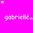 A bright pink background with repeated white text 'gabrielle' and scattered white stars, some of which change position across frames.
