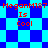 Red text 'MeganM137 Is Cool' appears over blue and cyan checkered background with diamond-shaped pattern variations.