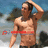Pixelated image of a shirtless man with dark hair wearing red swim trunks, standing outdoors near water with one arm raised to his head.