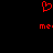 Red pixelated heart symbol above red text 'me.' on black background.