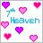 Pixelated icon with multiple hearts and a bow-and-arrow, featuring the word 'Heaven' in blue text on a light background.
