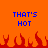 Blue pixelated text 'THAT'S HOT' appears twice on an orange background with red pixelated flames at the bottom.