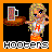 Pixelated animated contact sheet showing two frames of a Hooters-themed buddy icon with a blonde woman holding a beer mug on a tray, displayed against an orange border and black background.