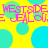Yellow background with cyan and blue circles, pink text repeating 'WESTSIDE' and 'JELOVE' in pixelated font.