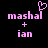 Pixelated pink text 'mashal' with a heart symbol above the 'l', plus sign, and 'ian' below on black background.