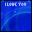 Animated contact sheet of a blue-themed buddy icon with text and heart symbols changing across frames.
