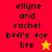 Pixelated text 'ellyne and rachel bffl's for life' on red, orange, yellow backgrounds with star symbols.