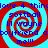 Red and cyan spiral background with blue pixelated text reading 'love 4 thingdo', 'softball', 'lil wayne', 'boyfriend aboyfriend a', 'me!!!' repeated in four quadrants.
