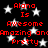 Red text on black background with white stars, repeating phrases about 'Alana' in pixelated font.