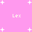 Pink background with white pixelated stars and repeated 'Lex' text in light pink.