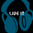 Animated contact sheet showing repeated blue headphone shapes with "LIVE IT" text and yellow stars on a black background, arranged in 4x3 grid with gray transparency area.