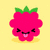 Pixelated fruit icons with smiling faces on a yellow background, including a pink raspberry and two pineapples.