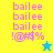 Pixelated text 'bailee' repeated three times with symbols !@#$% below, on yellow and blue backgrounds with a star icon.